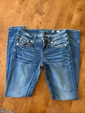 Miss Me Haley Skinny Jeans in Medium Blue Wash with Embellished Pockets
